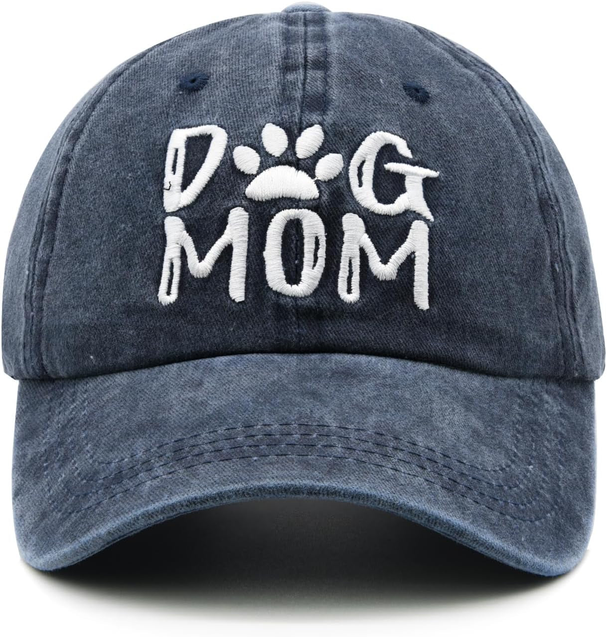 Women'S Embroidered Dog Mom Hat Adjustable Denim Baseball Cap